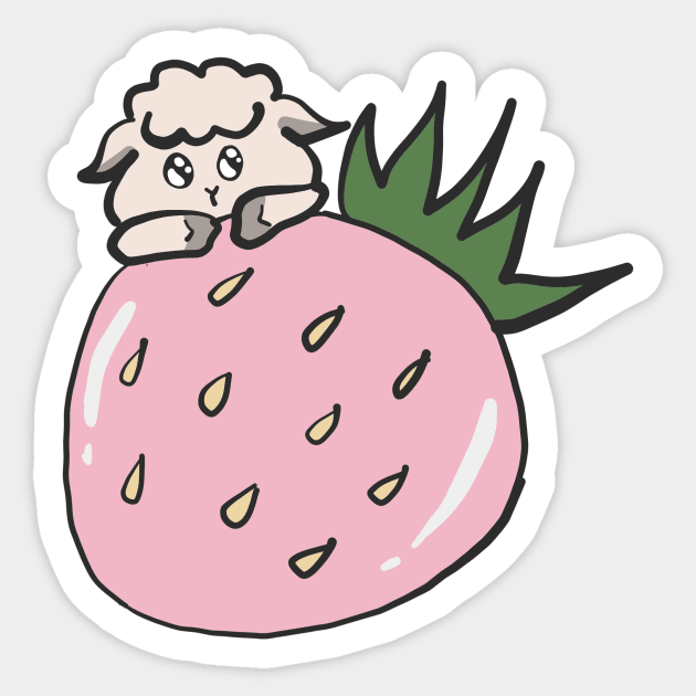 Strawberry Sheep Baby Sticker by jenartfart